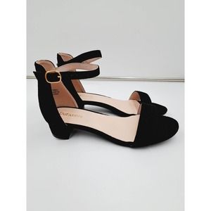 Dufannie Girls Low Block Heel All Day Comfort Open Toe Ankle Strap Sandals 4